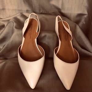 New! White sling back flats